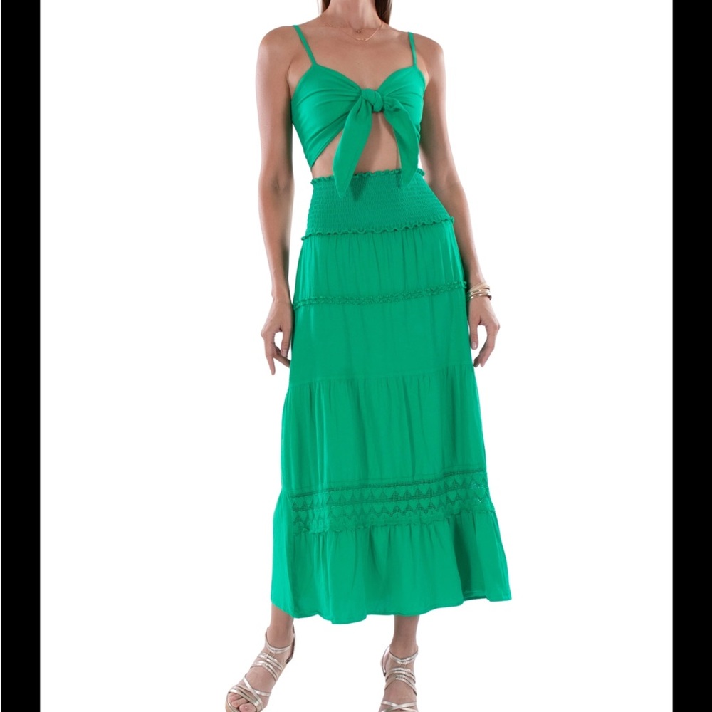 Green Peruvian, cotton skirt